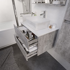 Grossman Мебель для ванной Эдванс 80 подвесная цемент светлый – фотография-7